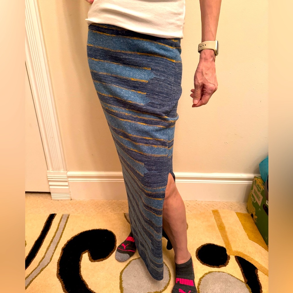 Rachel Rachel Roy blue knit stripe maxi skirt